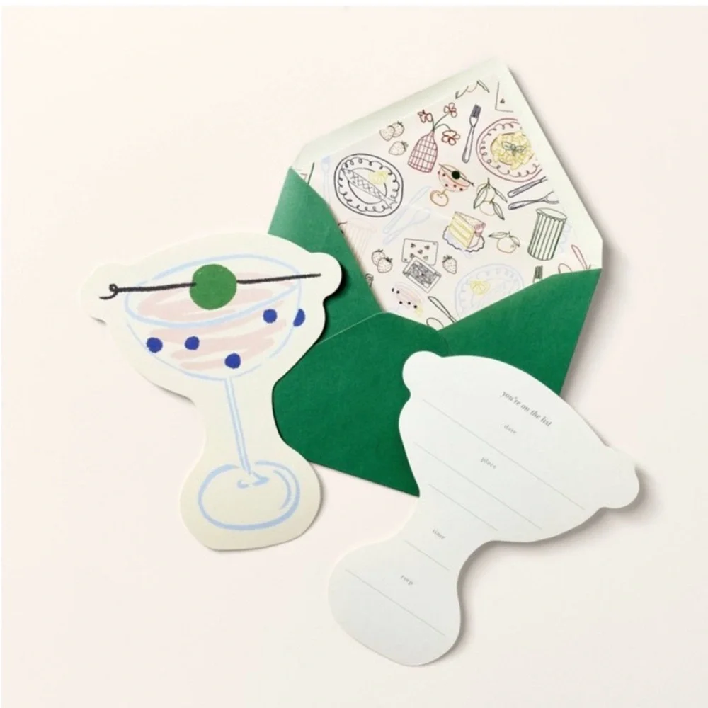 KATE SPADE NWT 10ct martini glass party invitations -green